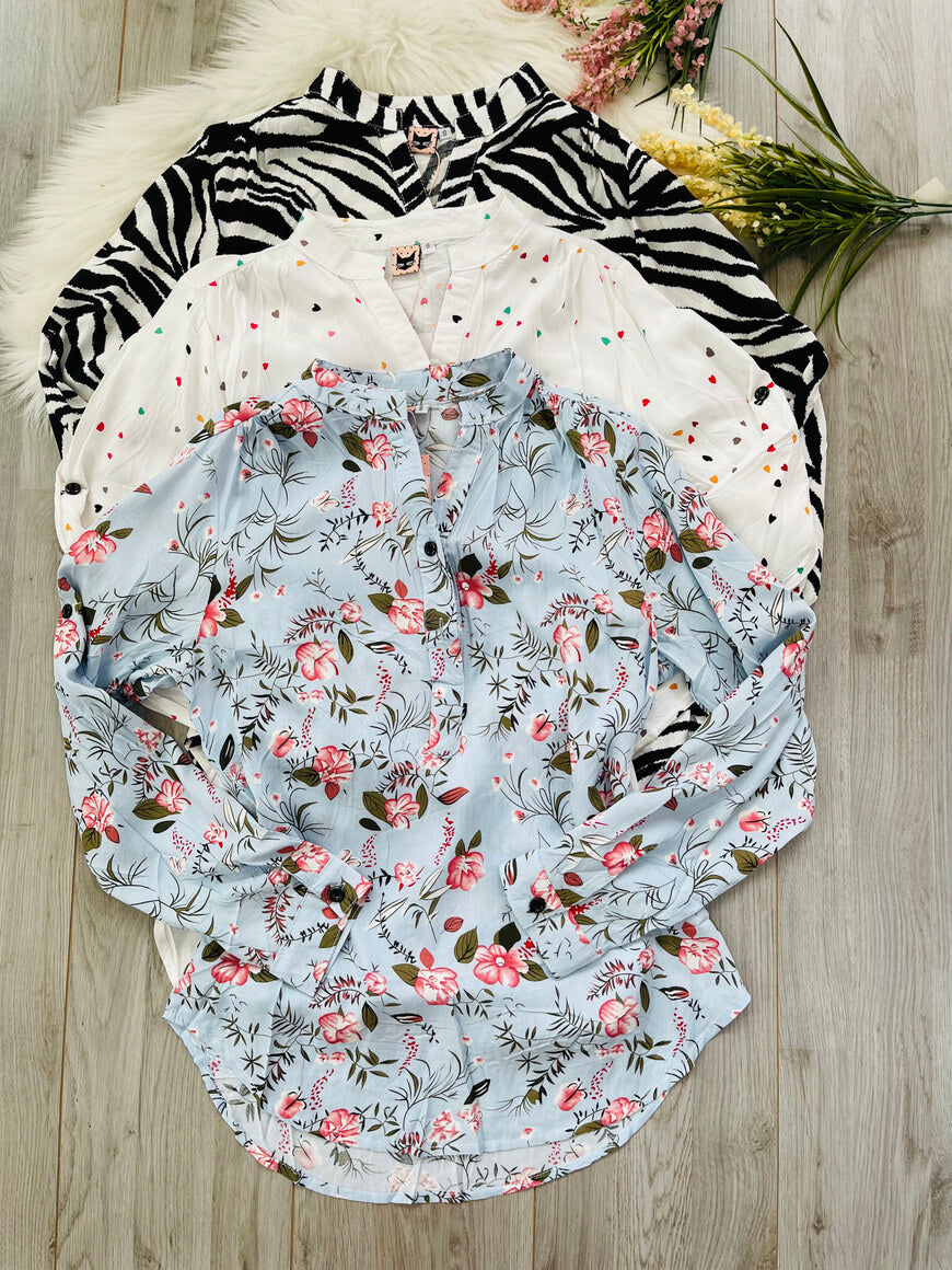 Camisa estampado flores azul